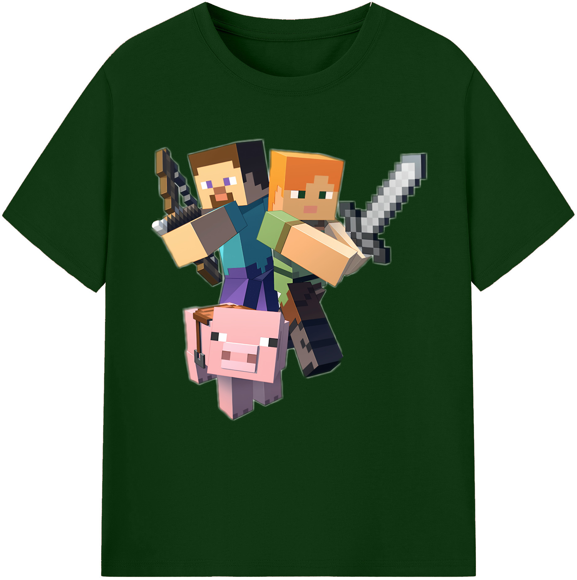 （画像用） マインクラフト ブロックの世界 Minecraft MC Block world 綿100％半袖Tシャツ（フロントプリント）